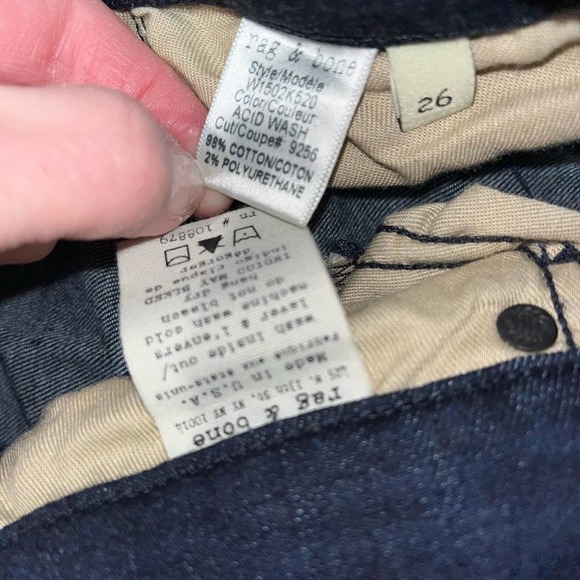 Rag & Bone Dark Acid Wash Skinny Jeans Size 26 - Picture 6 of 8